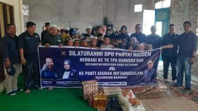 HUT ke-14, NasDem Kotim Berbagi Sembako Dengan Anak TPQ dan Panti Asuhan