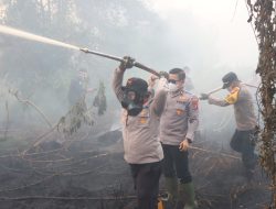 Kapolres Kotim Pimpin Aksi Heroik Padamkan Karhutla di MB Ketapang, Gotong Royong dengan TNI, BPBD dan Relawan Peduli